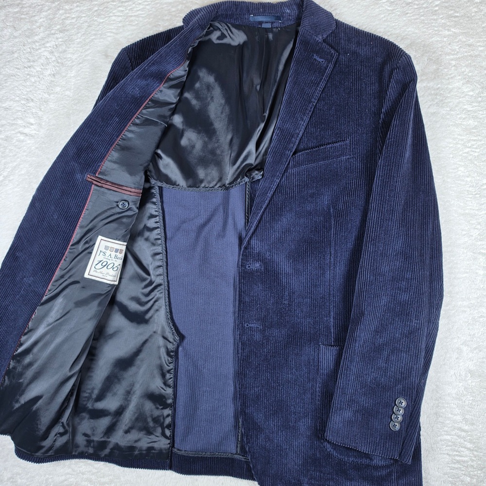 NEW Jos A Bank 1905 Navy Men 42 Regular Spandex Tailored Fit Corduroy 7859 L/S